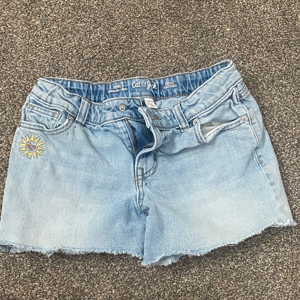 Cat & Jack Light Blue Jean Shorts with Sun Patch
